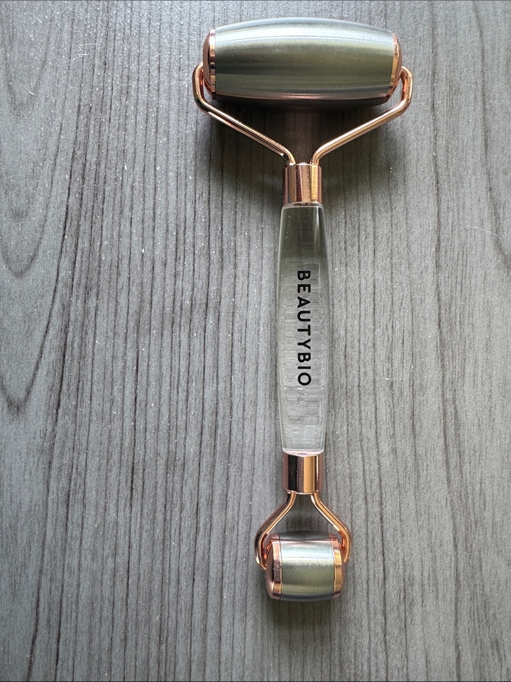 Crystal Cryo Facial Roller with Rose Gold Accents for face, eyes and neck